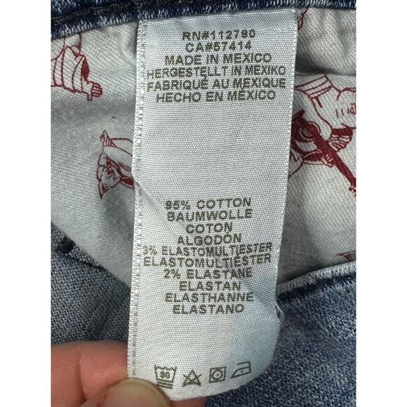 True Religion Men's Rocco Relaxed Skinny Moto Blue Denim Jeans - Size 36 (37x34) - Picture 6 of 7